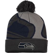 Мужская вязаная шапка New Era Graphite Seattle Seahawks Logo Whiz Redux с манжетами New Era