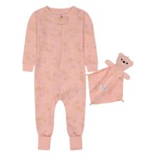 Sleep On It Infant Girls Unicorn Zip-Front Coverall Pajama with Blankey Buddy Sleep On It