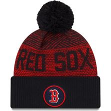 Мужская спортивная вязаная шапка New Era Navy Boston Red Sox Authentic Collection с манжетами и помпоном New Era