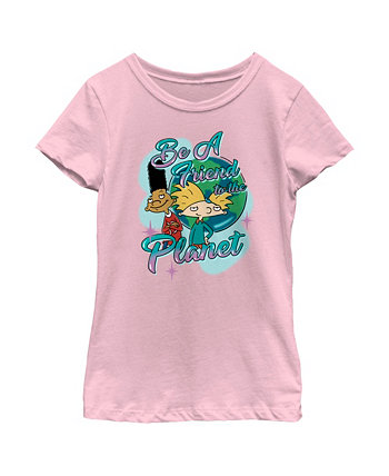 Girl's Hey Arnold! Befriend the Planet  Child T-Shirt Nickelodeon