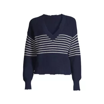 Хлопковый пуловер в полоску с эффектом потертости Lea 525 America