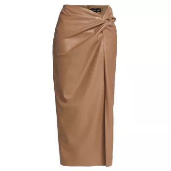 Eileen Twisted Faux Leather Midi-Skirt LAMARQUE