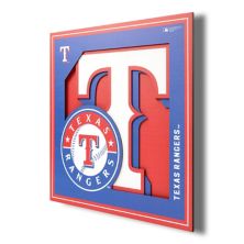 Техасские рейнджеры 3D-логотип 12 x 12 дюймов Настенное искусство MLB