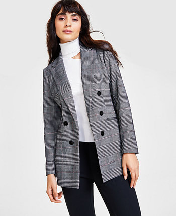 Women's Mini Check Open-Front Faux Double-Breasted Jacket, Created for Macy's Bar III