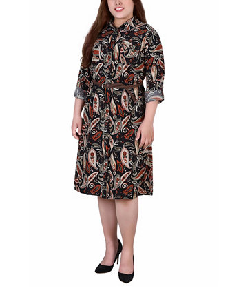 Платье-рубашка большого размера с рукавами 3/4 с закручивающимися петлями NY Collection