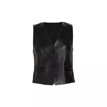 Cut-Out Croc-Embossed Leather Vest Helmut Lang