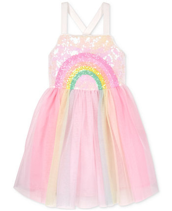 Toddler Girls & Little Girls Sequined Rainbow Dress Pink & Violet