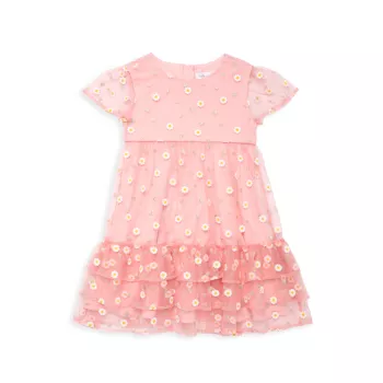 Маленькая девочка &amp;amp; Сетчатое платье с вышивкой ромашки для девочки Blush by Us Angels