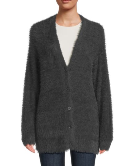 Fuzzy Faux Fur Cardigan Velvet