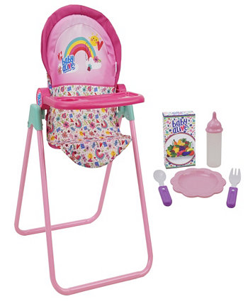 Pink, Rainbow Doll Highchair Set Baby Alive
