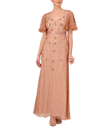 Women's Embellished Flutter-Sleeve Gown Adrianna Papell