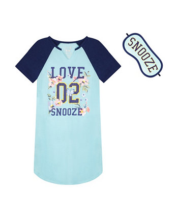 Big Girls Sleep Shirt and Eye Mask Pajama Set, 2 Piece Sleep On It