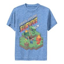 Футболка для мальчиков 8-20 Minecraft Create, Explore, Survive с графикой игровых сцен Minecraft