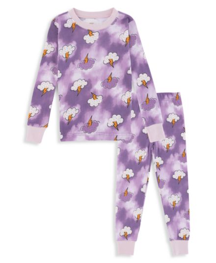 Girl's PL Sleep 2-Piece Print Sweatshirt &amp; Joggers Pajama Set Petit Lem