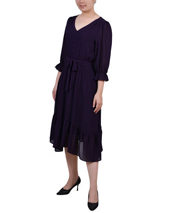 Женское платье с воланами и V-образным вырезом с рукавом 3/4 NY Collection