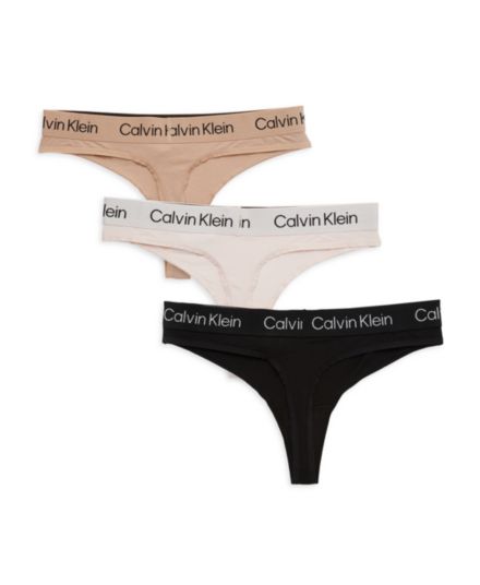 Комплект из 3 трусов-стрингов с логотипом Calvin Klein