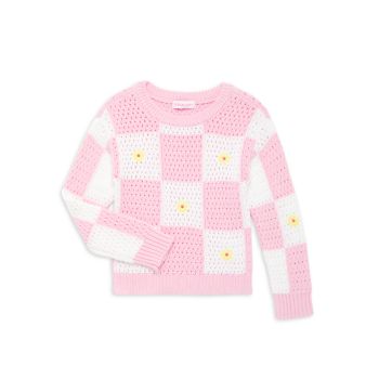 Little Girl's Floral Embroidered Checkered Sweater Design History