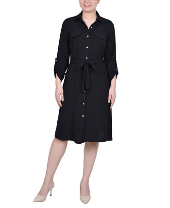 Women's Long Roll Tab Sleeve Shirtdress NY Collection