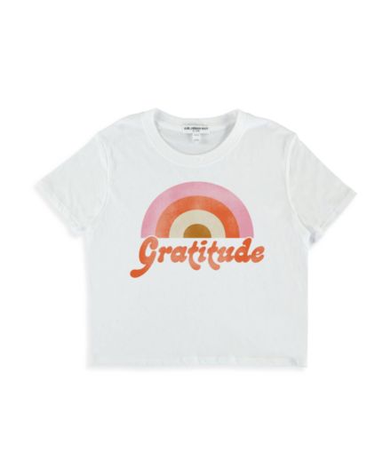 Little Girl's &amp; Girl's Gratitude Rainbow Crop T Shirt Suburban Riot