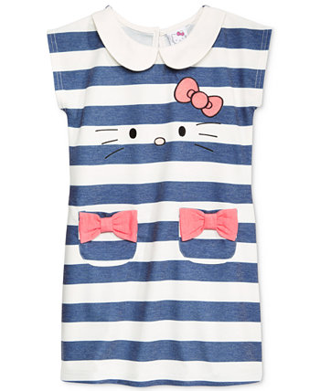 Платье для маленьких девочек в полоску с вышивкой Hello Kitty