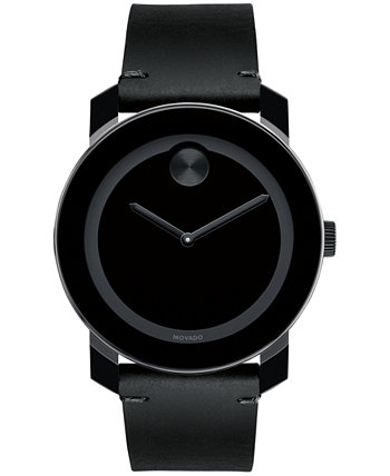 Мужские часы Swiss Bold с черным кожаным ремешком, 42 мм, 3600306 Movado