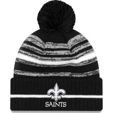 Мужская вязаная шапка New Era Black New Orleans Saints 2021 NFL Sideline Sport Pom с манжетами New Era