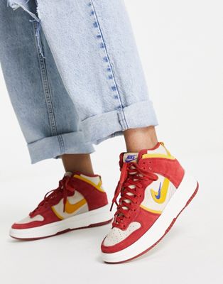 Кроссовки Nike Dunk High Up белого, красного и желтого цветов Nike