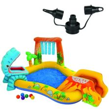 Электрический воздушный насос Intex 120 В и детский бассейн с надувным игровым центром с динозаврами Intex Intex