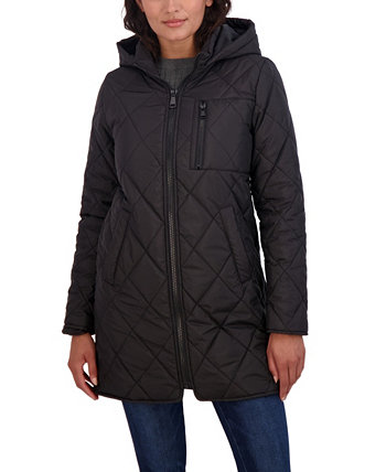 Women's Junior's 3/4 Quilted Jacket with Hood Sebby
