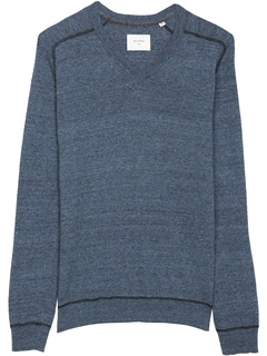 Мужской пуловер с контрастной строчкой и длинным рукавом, свитер с v-образным вырезом Billy Reid