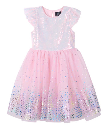 Сетчатое платье с пайетками и развевающимися рукавами для девочек для малышей Pink & Violet