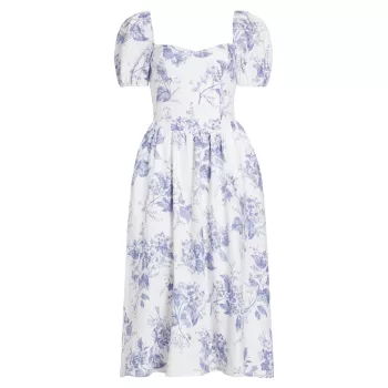 Davila Floral Linen Midi-Dress REFORMATION