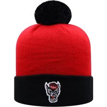 Мужская двухцветная вязаная шапка Top of the World красно-черная NC State Wolfpack Core с манжетами и помпоном Unbranded