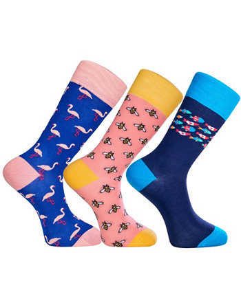 Men's Hawaii Novelty Luxury Crew Socks Bundle Fun Colorful with Seamless Toe Design, Pack of 3 Love Sock Company