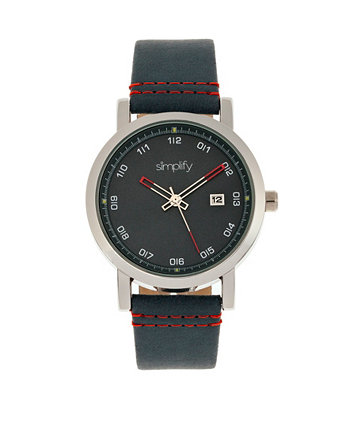 Кварц The 5300 черный циферблат, часы из натуральной синей кожи 40 мм Simplify