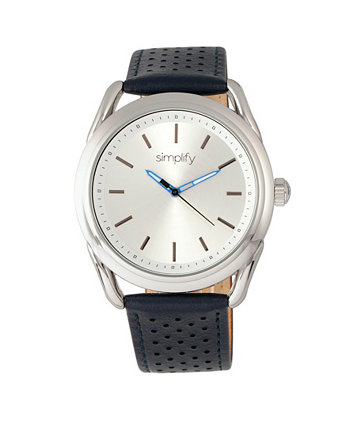 Quartz The 5900 Silver Case, часы из натуральной синей кожи 43 мм Simplify