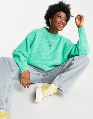 Зеленый свитер оверсайз из премиальной пряжи в рубчик ASOS DESIGN ASOS DESIGN