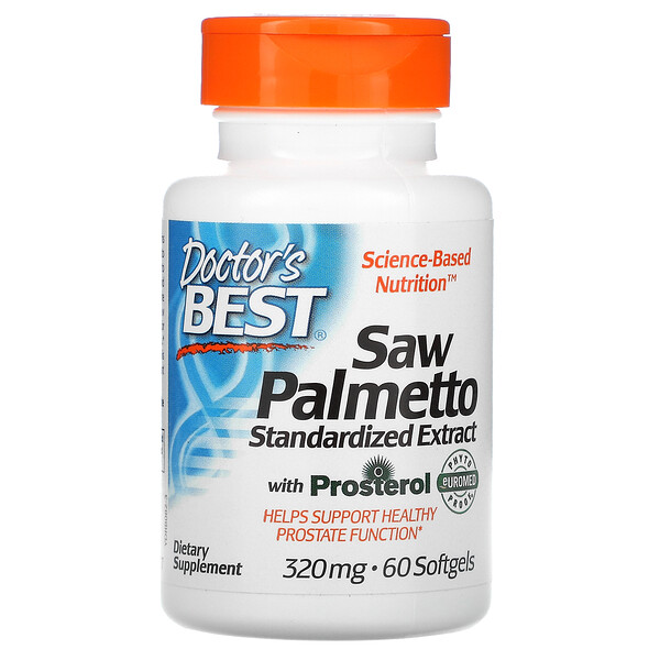 Saw Palmetto с простеролом, стандартизированный экстракт, 320 мг, 60 мягких желатиновых капсул Doctor's Best