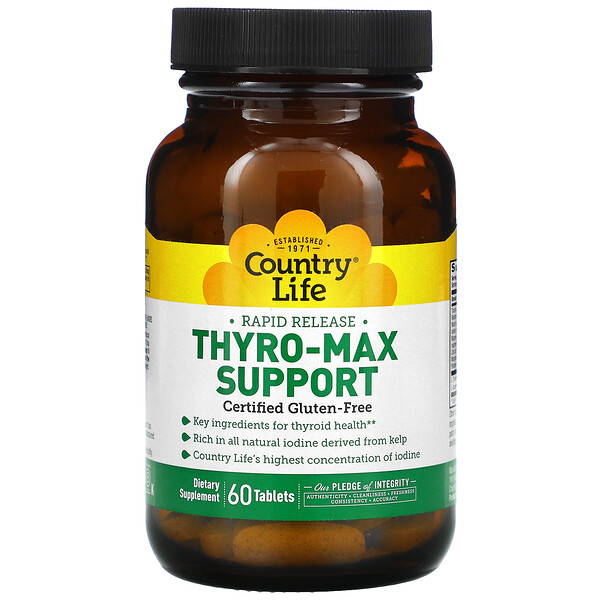 Поддержка Thyro-Max с быстрым высвобождением, 60 таблеток Country Life