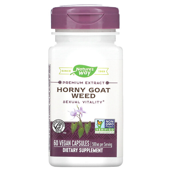 Horny Goat Weed, 500 мг, 60 веганских капсул Nature's Way
