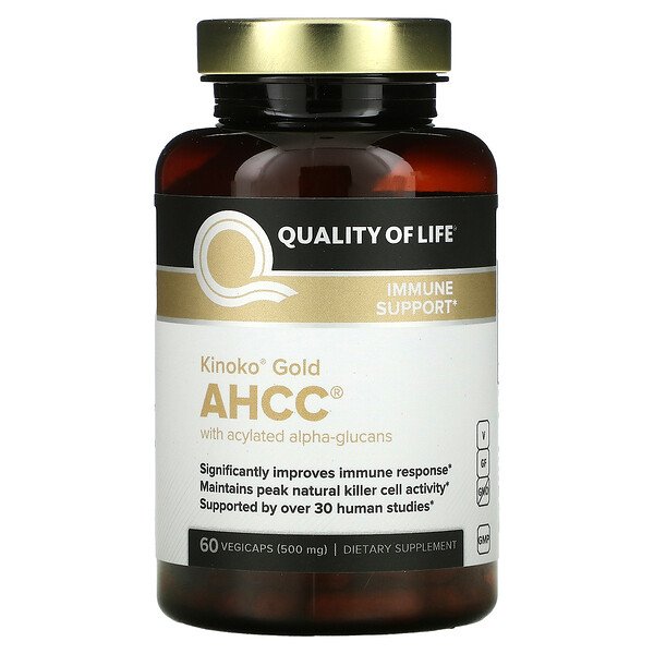Kinoko Gold AHCC с ацилированными альфа-глюканами, 60 растительных капсул Quality of Life Labs
