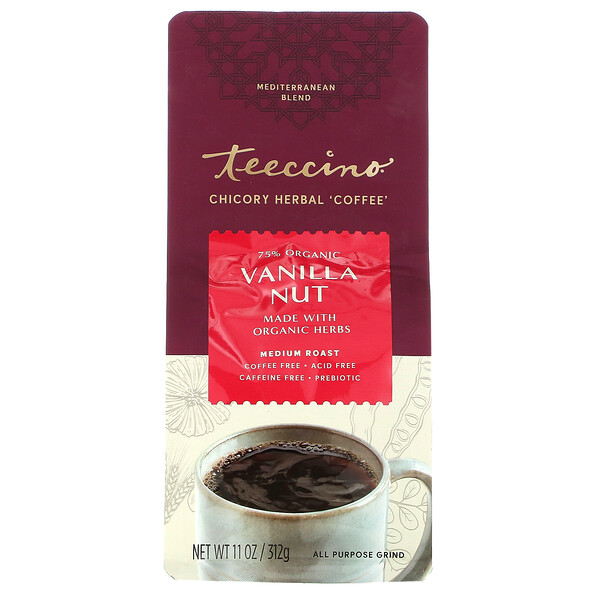 Травяной кофе с цикорием, ванильный орех, средней обжарки, без кофеина, 11 унций (312 г) Teeccino