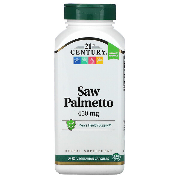 Saw Palmetto, 450 мг, 200 вегетарианских капсул 21st Century