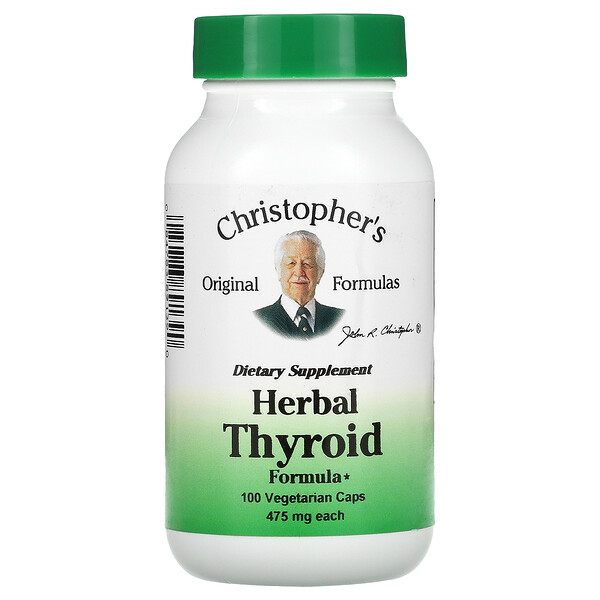 Herbal Thyroid Formula, 475 мг, 100 вегетарианских капсул Christopher's