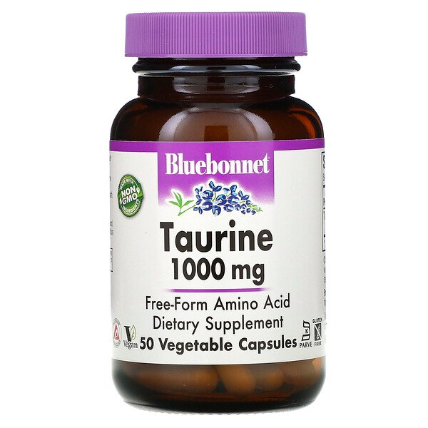 Таурин, 1000 мг, 50 растительных капсул Bluebonnet Nutrition