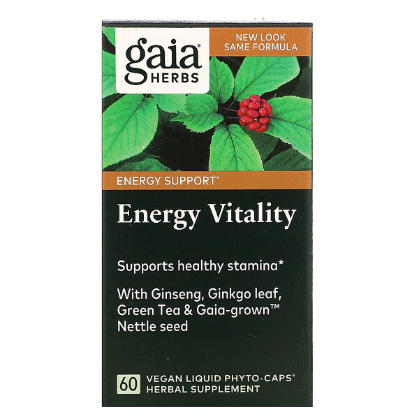 Energy Vitality, 60 веганских жидких фито-капсул Gaia Herbs