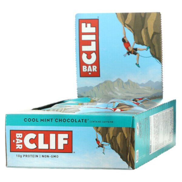 Энергетические батончики, Cool Mint Chocolate, 12 батончиков, 2,40 унции (68 г) каждый Clif