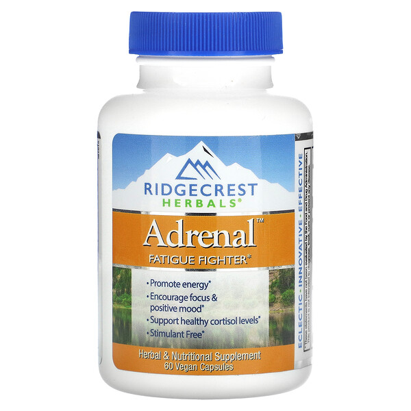 Adrenal, Борец с усталостью, 60 веганских капсул RidgeCrest Herbals