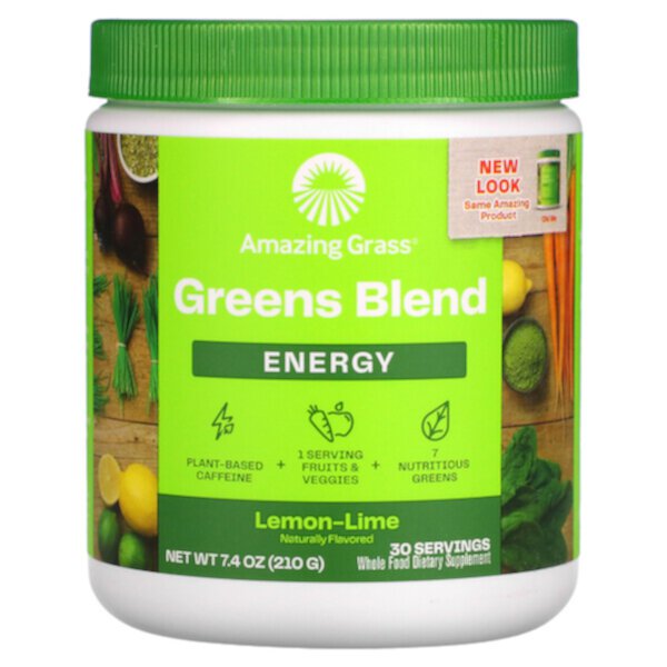 Greens Blend, Energy, лимон и лайм, 7,4 унции (210 г) Amazing Grass