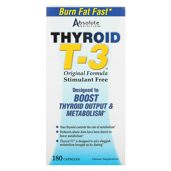 Thyroid T-3, оригинальная формула, 180 капсул Absolute Nutrition